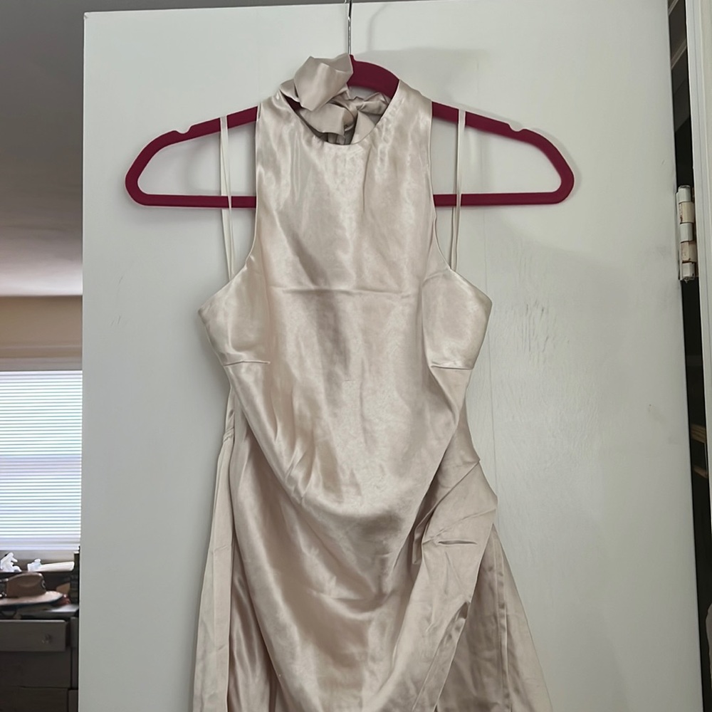 Champagne high neck cocktail dress
